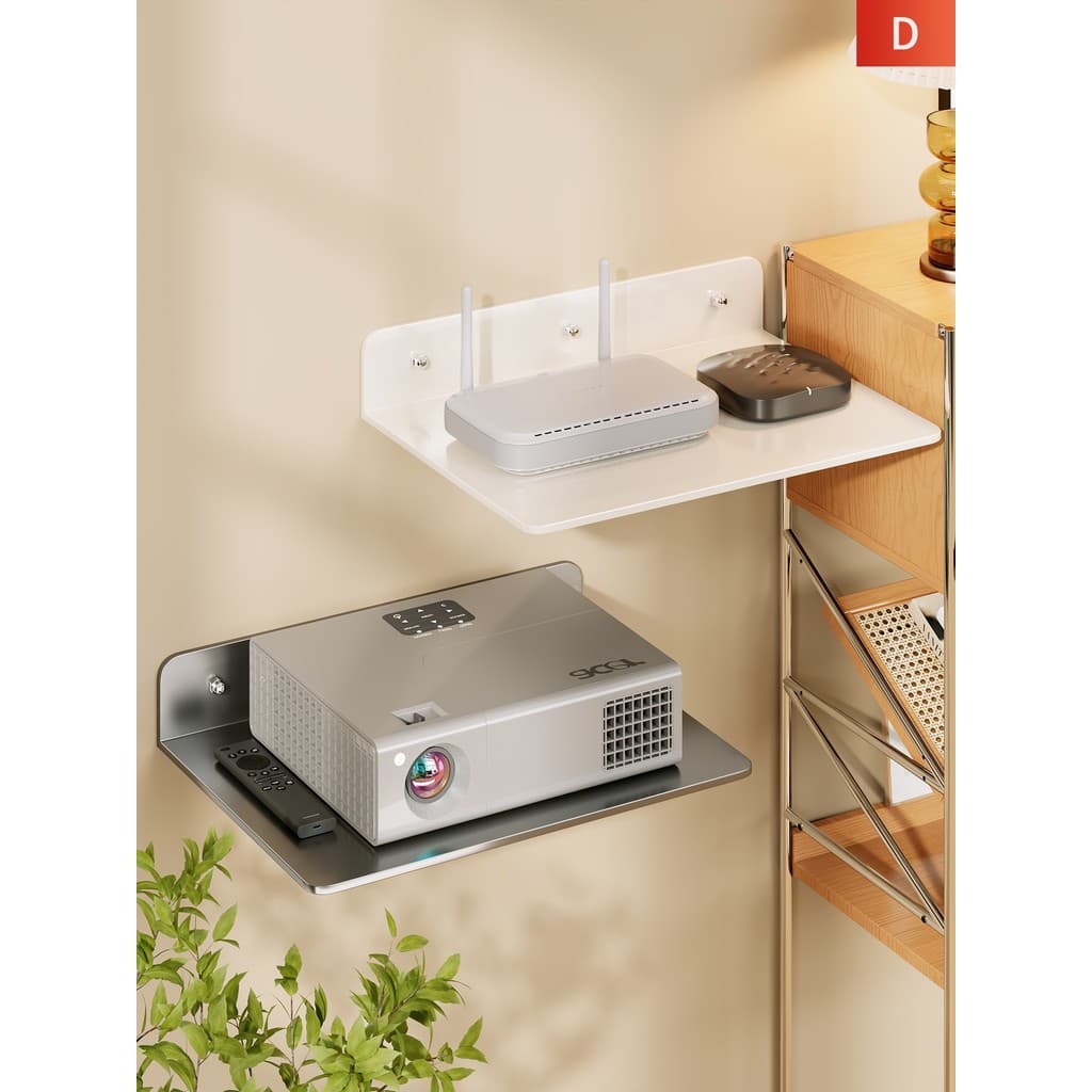 Prateleira de projetor montada na parede sem perfuração, Rack de roteador para quarto, suporte de suspensão de cabeceira
