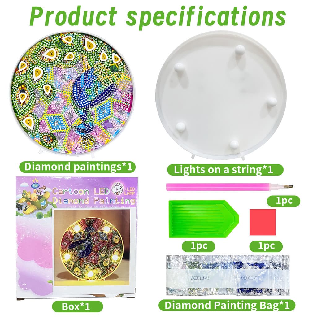 Nova pintura diamante DIY luz LED Mandala 5D em forma especial diamante ponto diamante livro Zhuo quarto pintura diamant