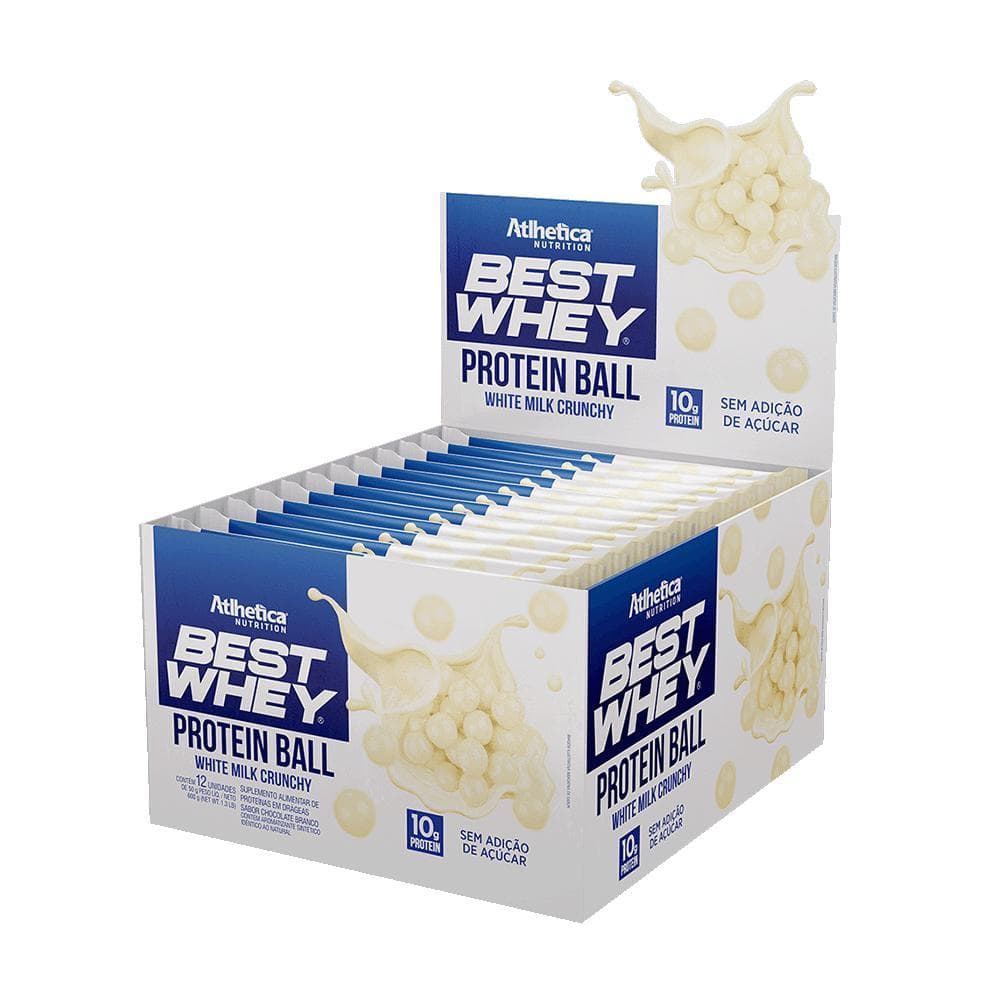 Best Whey Protein Ball (Display com 12 Sachês de 50g) White Milk Crunchy (Chocolate Branco)