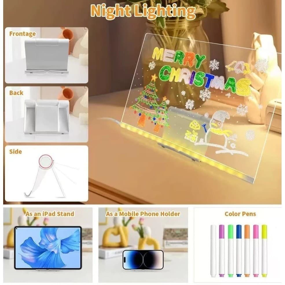 Luminária LED Personalizável – Quadro de Notas 3D Acrílico | Presente e Decoração