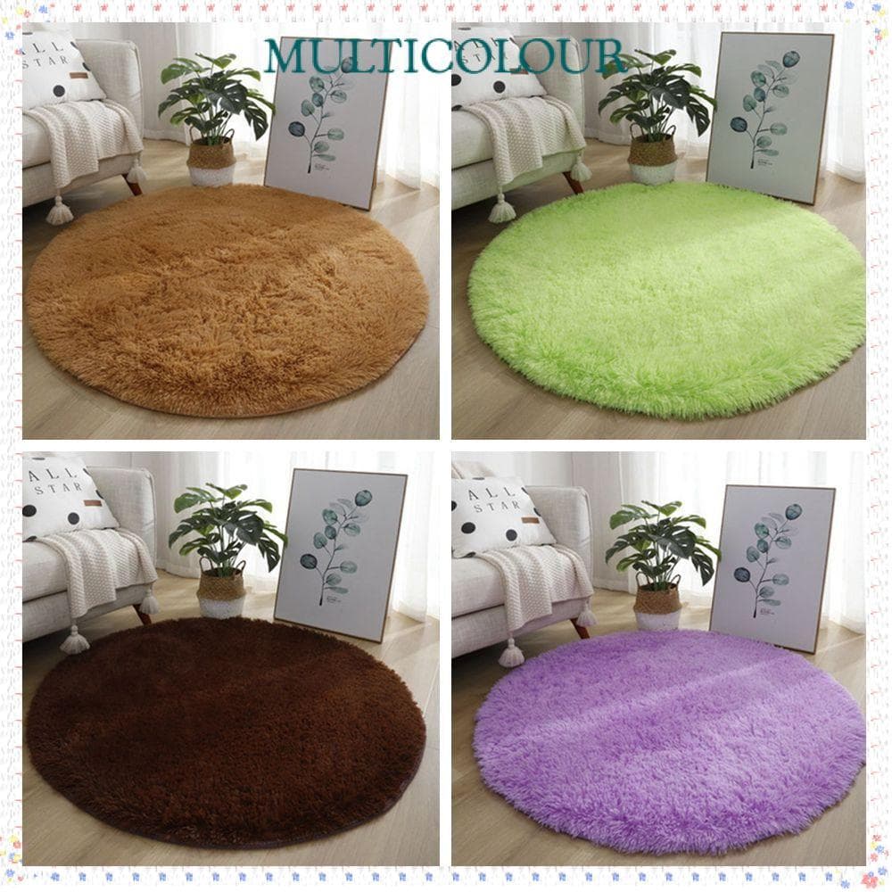 Tapete Redondo Multicolorido , Tapetes De Sala De Estar Engrossados De 40 Cm , Peludo Antiderrapante De Pelúcia Macio De