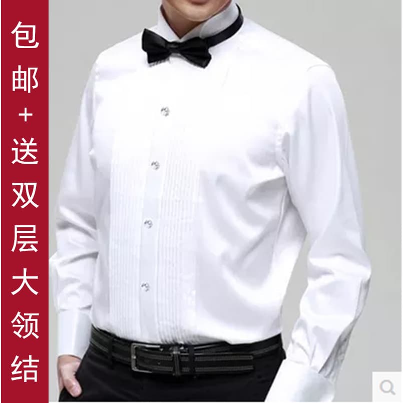 Camisa social masculina para padrinhos, gola andorinha, camisa de casamento, Slim fit, manga comprida, camisa de coro, g