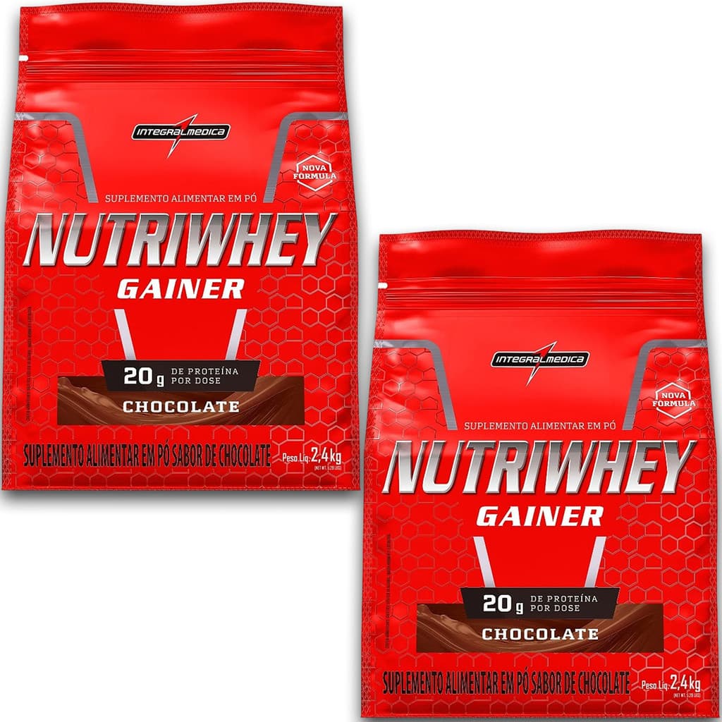 Kit 2 NutriWhey Gainer Whey Protein Integral Medica Chocolate 2,4kg
