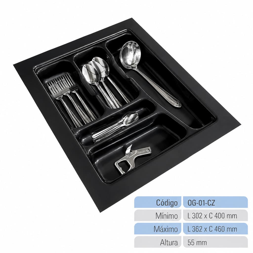 Organizador de Gaveta Porta Talheres Divisor de Talheres Organizador de Cozinha og-01 preto Multiuso Utensílios