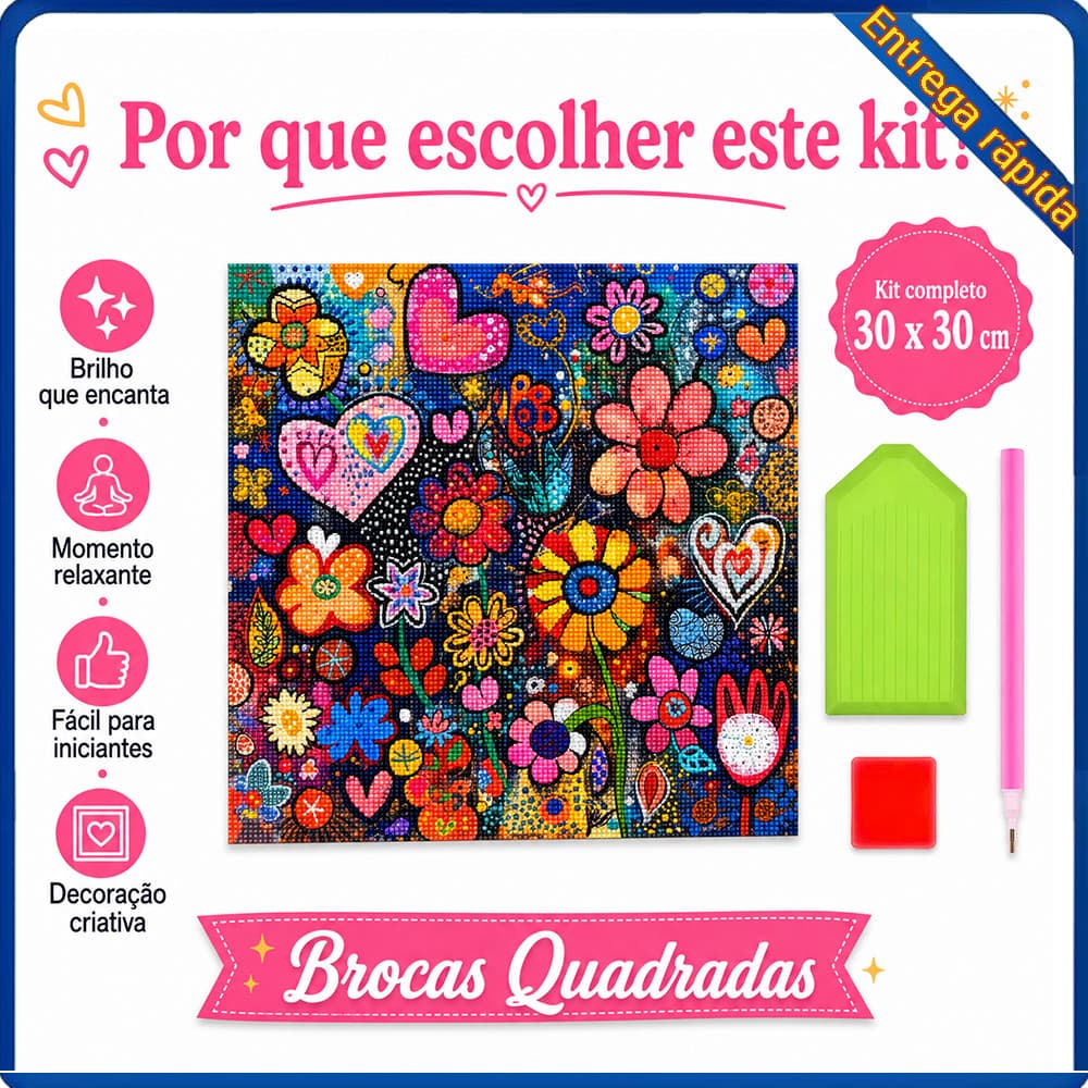 Conjunto de pintura diamante adulto 5D flores coloridas 30x30cm decoração de parede adequada para DIY artesanal