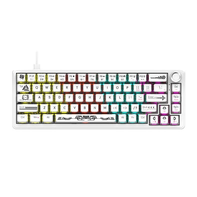 Teclado Mecanico Ajazz AK690, Rainbow, Switch Maillard, Transparent White, AK690-TW