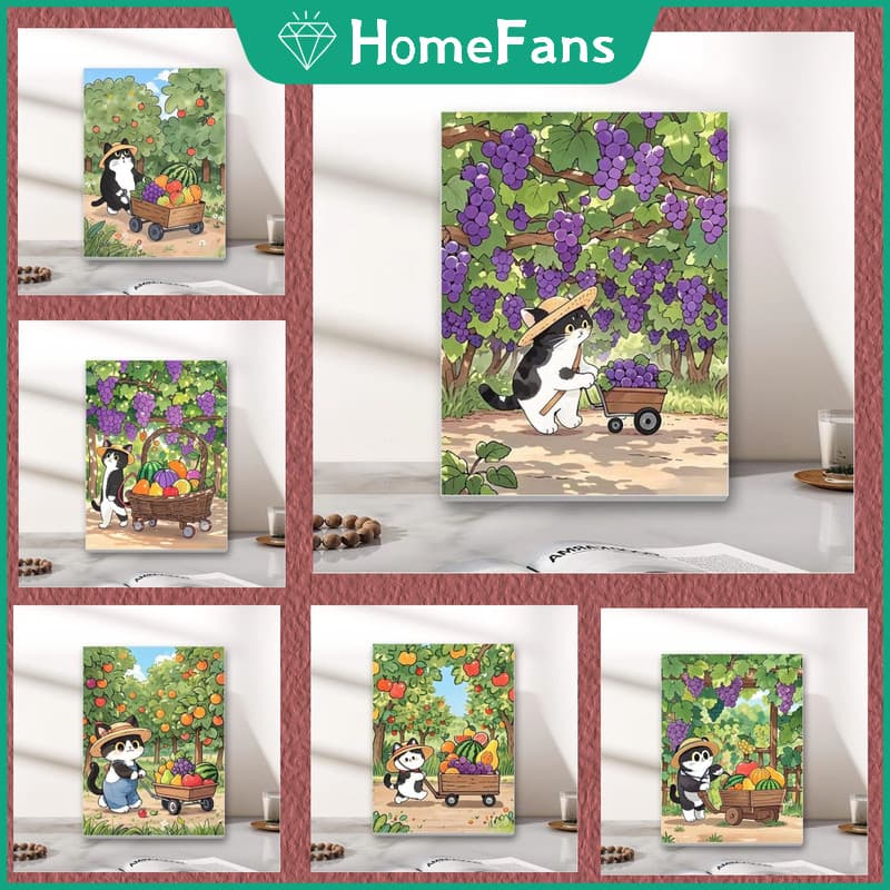 Hfdiligent Little Cat 5D DIY Pintura Diamante Redondo Strass Ponto Cruz Decoração De Parede De Casa Kits De Artesanato D