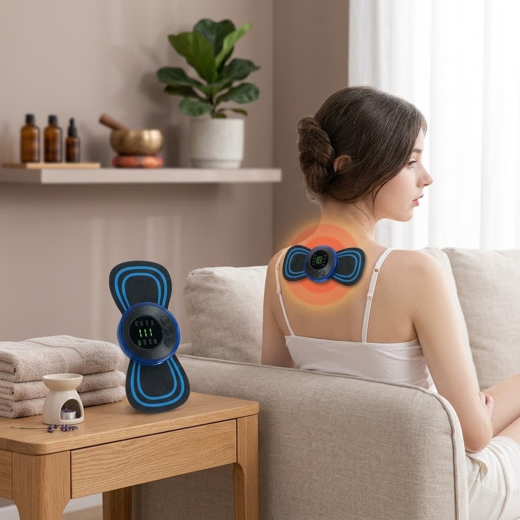 Aparelho Massageador Eletrico Portatil Cervical EMS Alivio Rápido De Dores E Cansaço Muscular