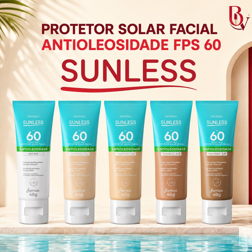 Protetor Solar FPS 60 Facial Farmax Sunless Antioleosidade 40g Com ou Sem Cor
