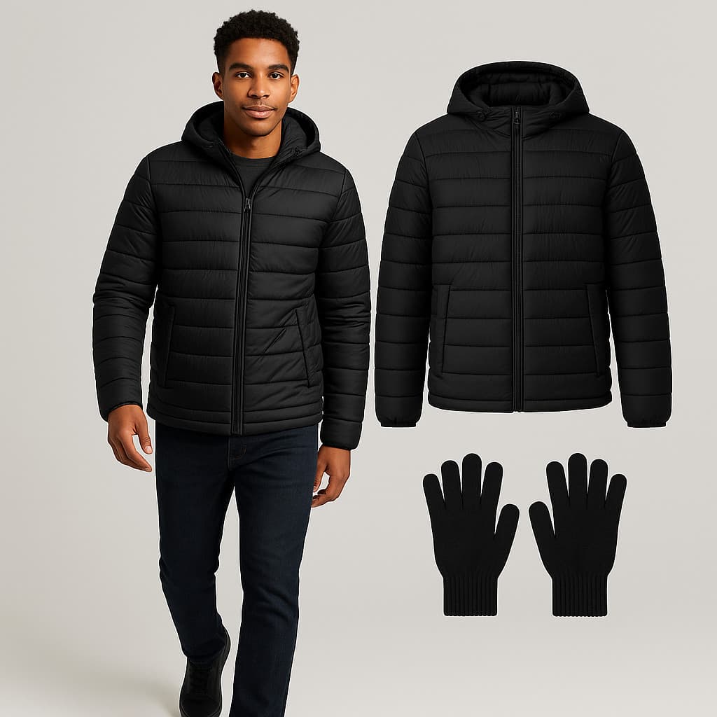 Kit Jaqueta Bobojaco + Par de luvas. Jaqueta bobojaco, e luva de frio Masculino. Kit luva e jaqueta. - Pronta Entrega