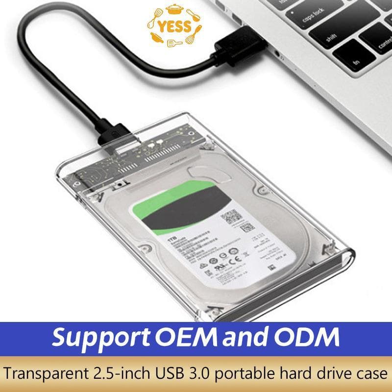YESS Disco Rígido Externo Transparente 2.5 Ou 3.0 Polegada HDD SSD Caso Micro-b Para USB3.1 4TB Unidade Habitação Compat