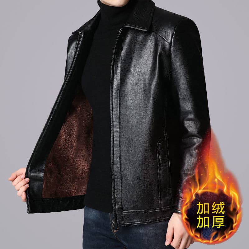 Jaqueta de couro masculina jaqueta de couro Casual pai outono inverno roupas masculinas Popular retorno de couro de alta