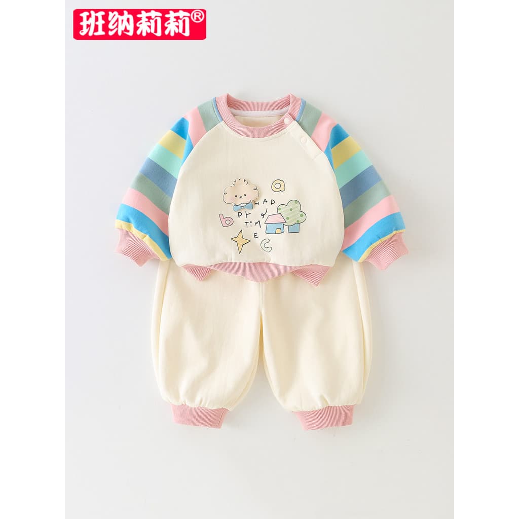 Meninas terno roupas de outono 2026 novo estilo bebê menina manga comprida moletom calças outono roupas de bebê dividir 