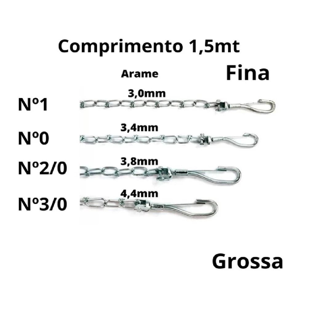 Correntes para Cachorro Reforçada Grossa e Fina Coleira Resistente Metal Ferro Aço Guia Cão Pet Gato