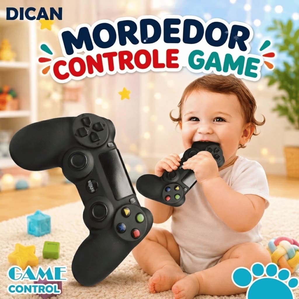 Mordedor de Bebê Infantil Dican Controle Video Game | Silicone Macio Antialérgico