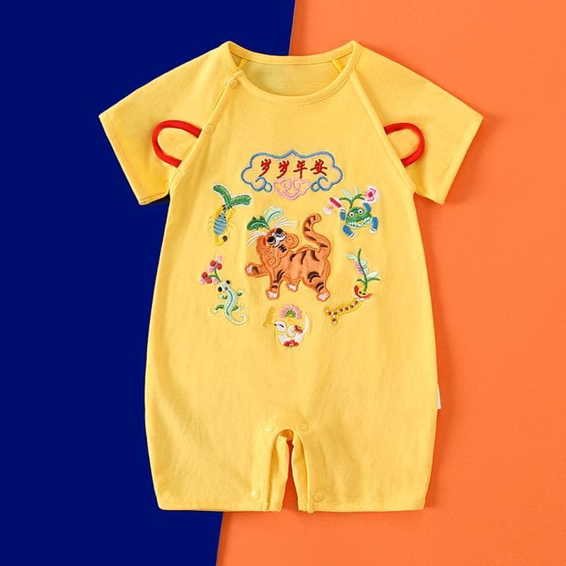 Lixia dragão barco Festival roupas de bebê infantil meninas tigre roupas bebê menina puro algodão macacão cinco veneno r
