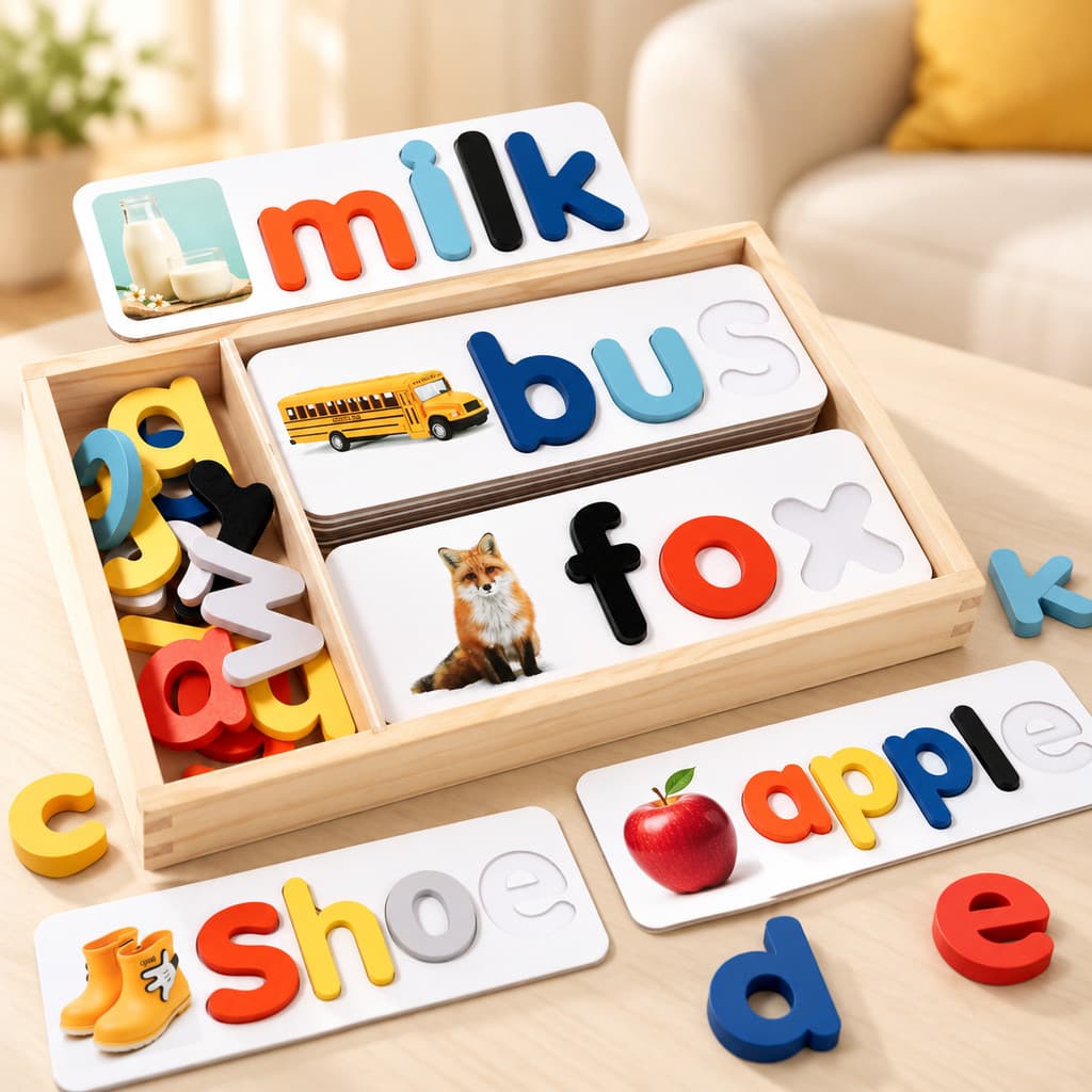 Quebra-cabeça de letras em madeira, brinquedo educativo Montessori para crianças em idade pré-escolar, jogo educativo qu