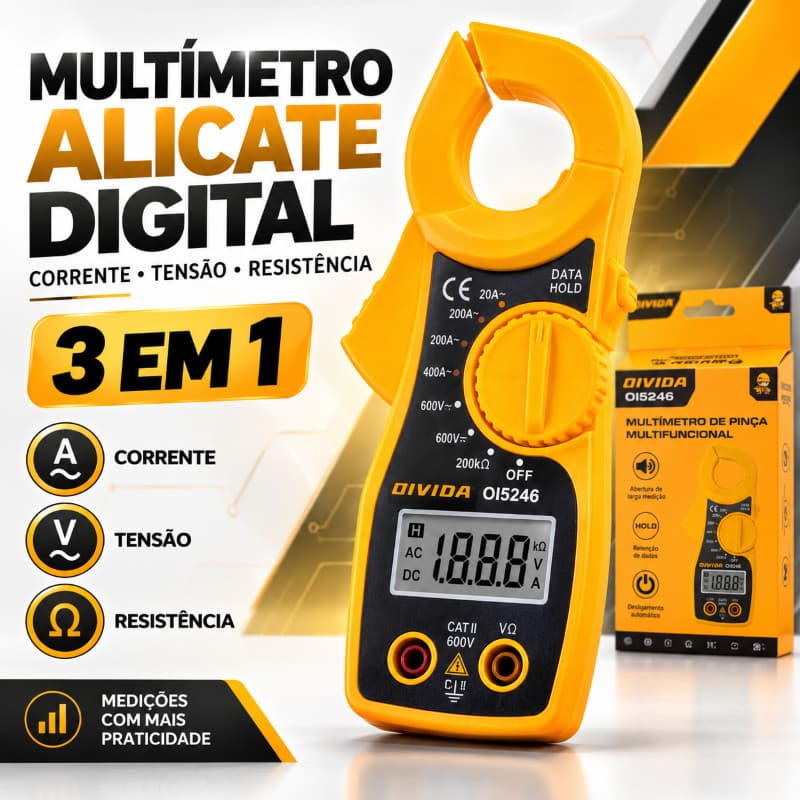 Alicate Amperímetro Digital Multímetro de Pinça Multifuncional para Eletricista OI5246
