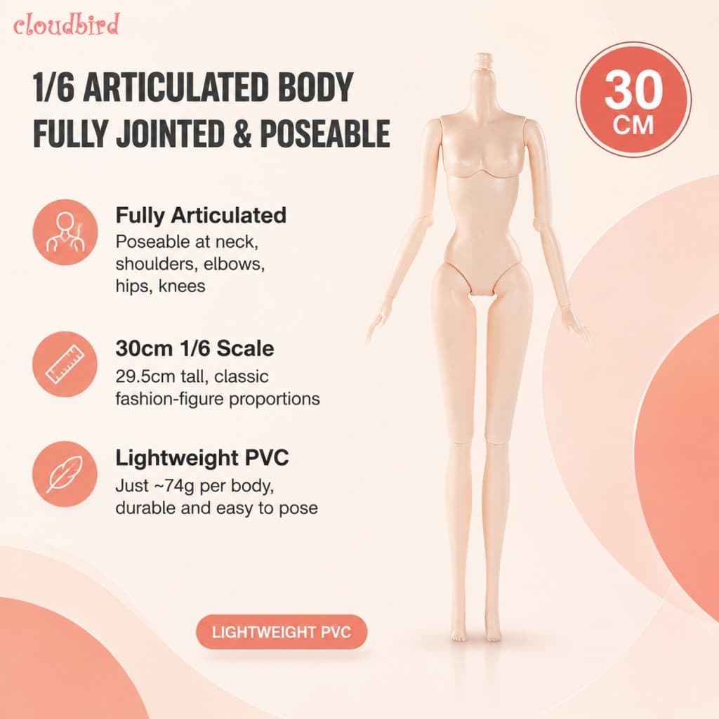 30cm 1 6 Escala Articulada Boneca Corpo PVC Figura Articulável Em Branco 3 Tons De Pele De Ação DIY