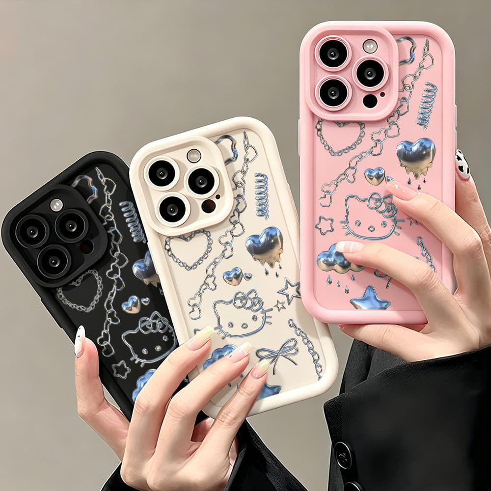 Capinha De Celular Hello Kitty Para IPhone 14 15 16 17 18 XR 11 12 13 Pro Max Plus Silicone Macio Celular