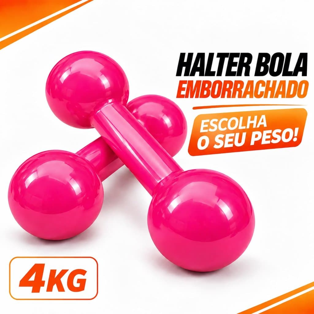 Peso Academia Halter Bola Rosa Emborrachado 4kg Funcional Fisioterapia Academia Treino Em Casa ENVIO IMEDIATO