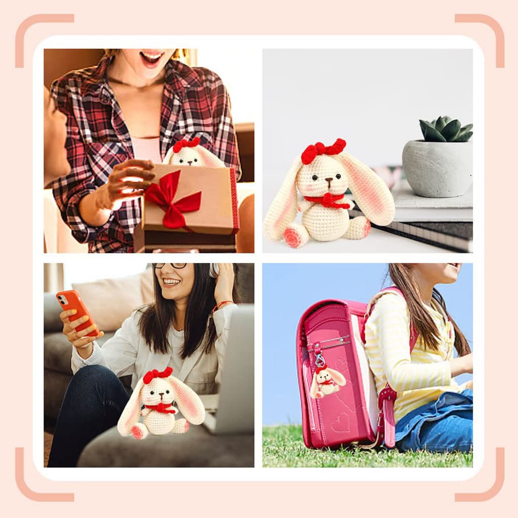 Kit De Crochê Lop Ear Bunny Amigurumi Para Iniciantes Com Gancho E Fio Ergonômico