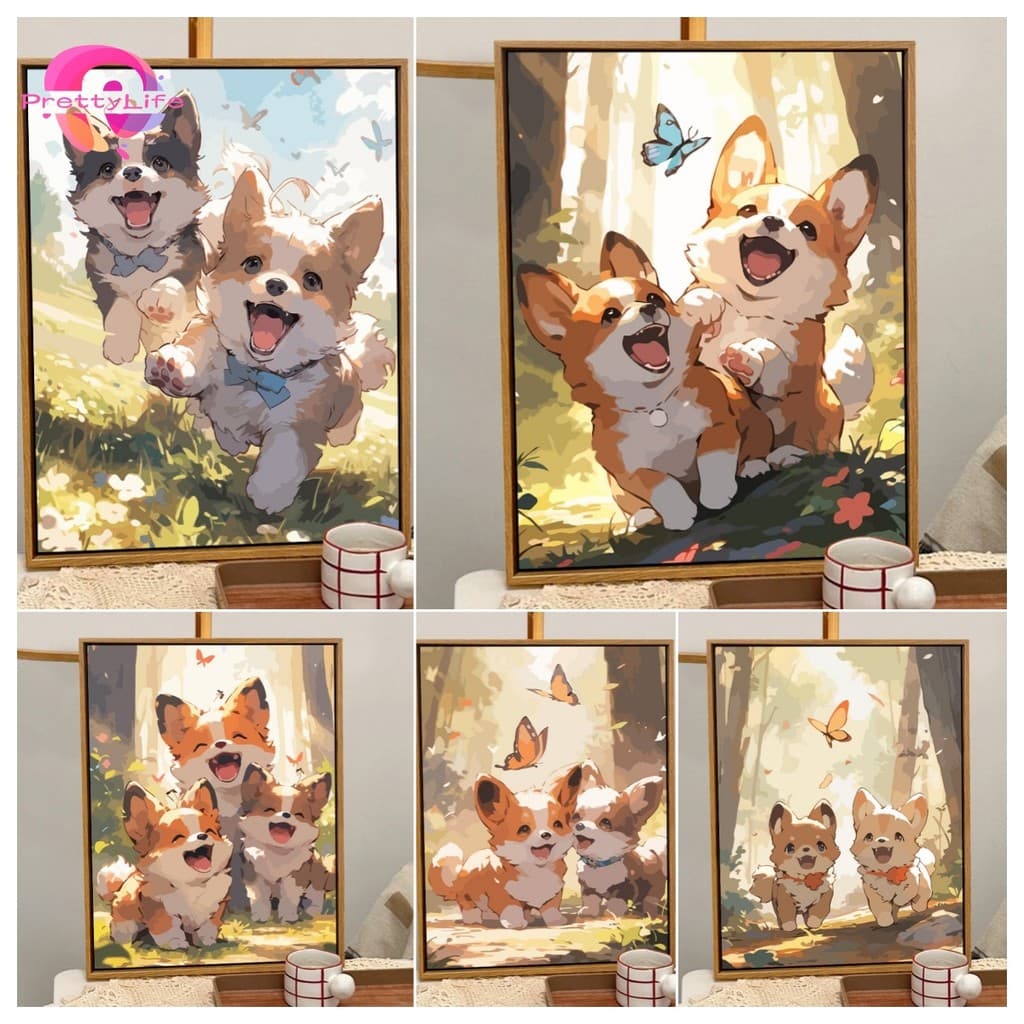Plcachorro De Desenho Animado 5D DIY Pintura De Diamante/A Óleo Digital Ponto Cruz De Cristal Redondo Completo Mosaico K