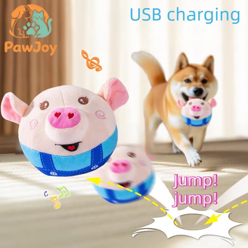 Brinquedo de Porquinho Saltitante para Cachorros, Brinquedo para Mastigar com Som para Cães Pequenos, Raças Teddy e Bich
