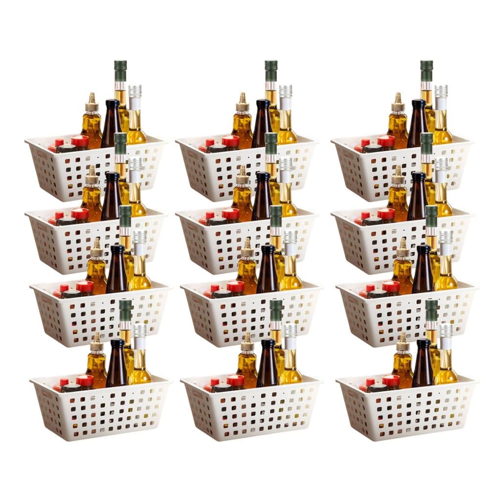 Kit 12 Cesto Organizador Branco 4,2 L Square Ideal para Cozinha, Banheiro