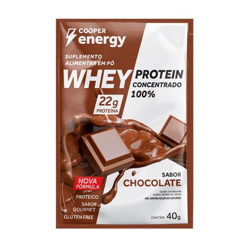 Suplemento Alimentar Cooper Energy Whey Protein Concentrado 100% Sabor Chocolate 40g