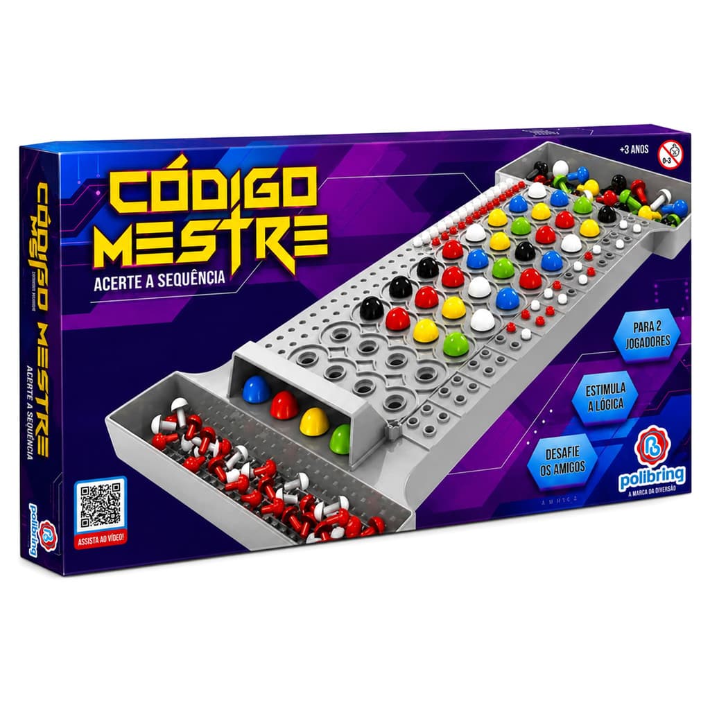 Jogo De Senha Código Mestre Peças Coloridas Estratégia Tabuleiro Para Família - Polibrinq