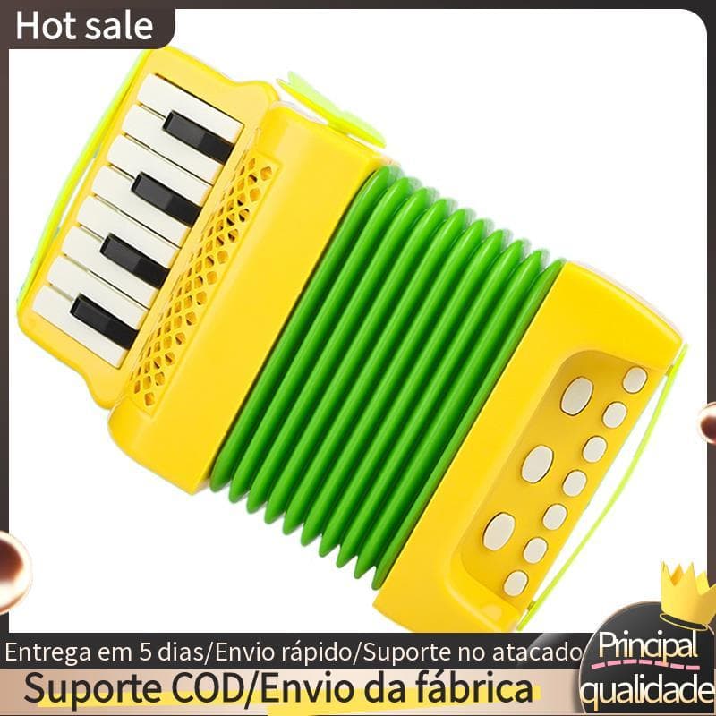 Brinquedo Acordeão 10 Teclas 8 Acordeões Para Crianças Instrumento Musical Brinquedos Educativos Presentes Iniciantes-Am