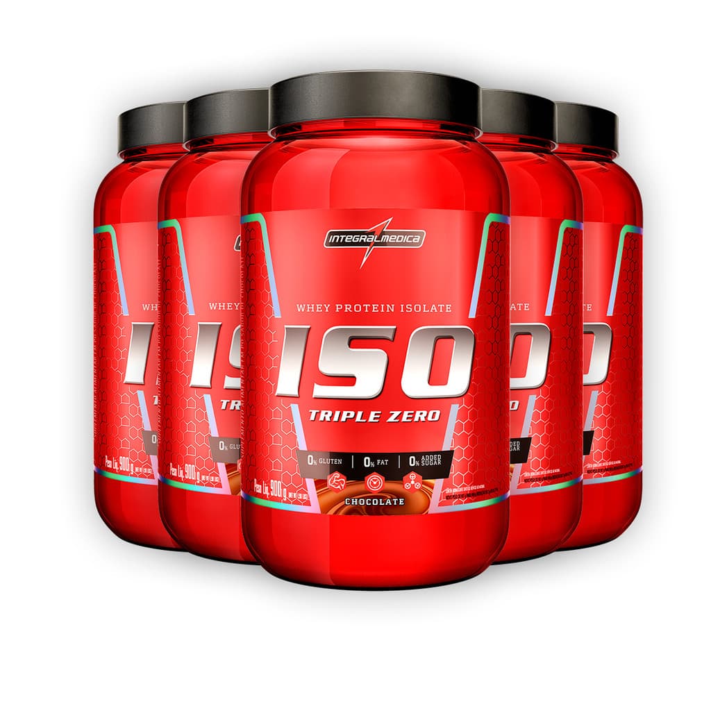 Kit 5 Whey Protein Iso Triple Zero Integral Medica Chocolate 900g