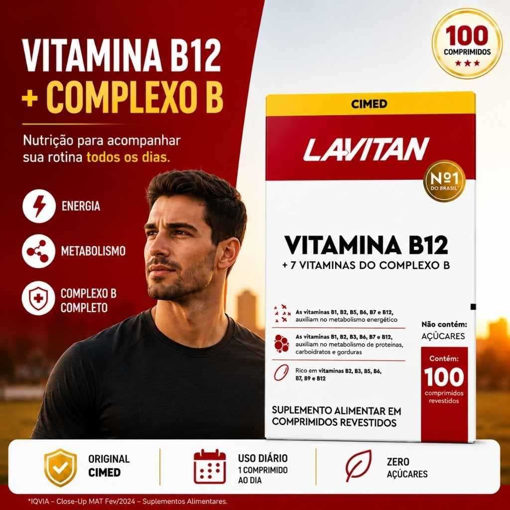 Lavitan Vitamina B12 + 7 Vitaminas Complexo B Cimed 100 Comprimidos Suplemento Original