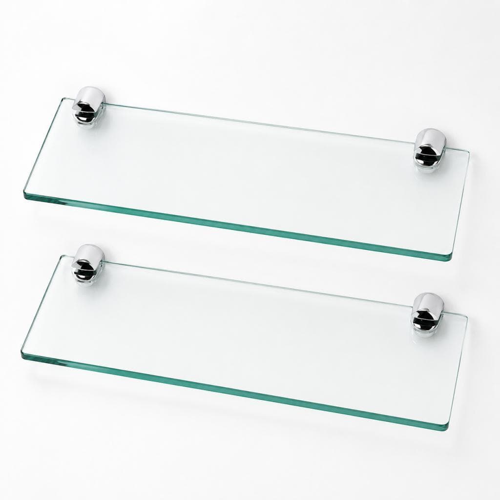 Kit 2 Prateleiras de Vidro 30x10cm 6mm Porta Shampoo Banheiro com Suportes e Fixação Dupla Bruen