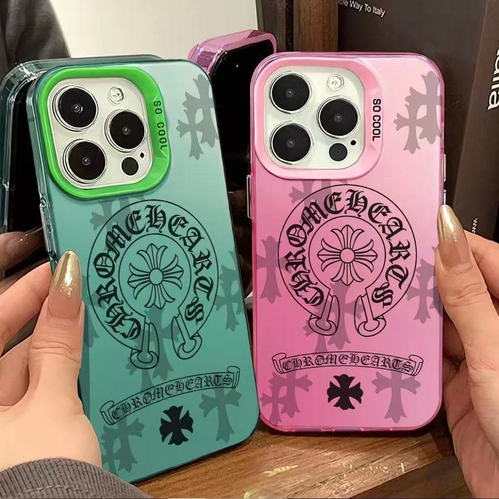 Capinha para iPhone 17/16/15/14/13/12 Pro Max capinha celular cromhearts cruz gradiente fosca anti impressão capa total