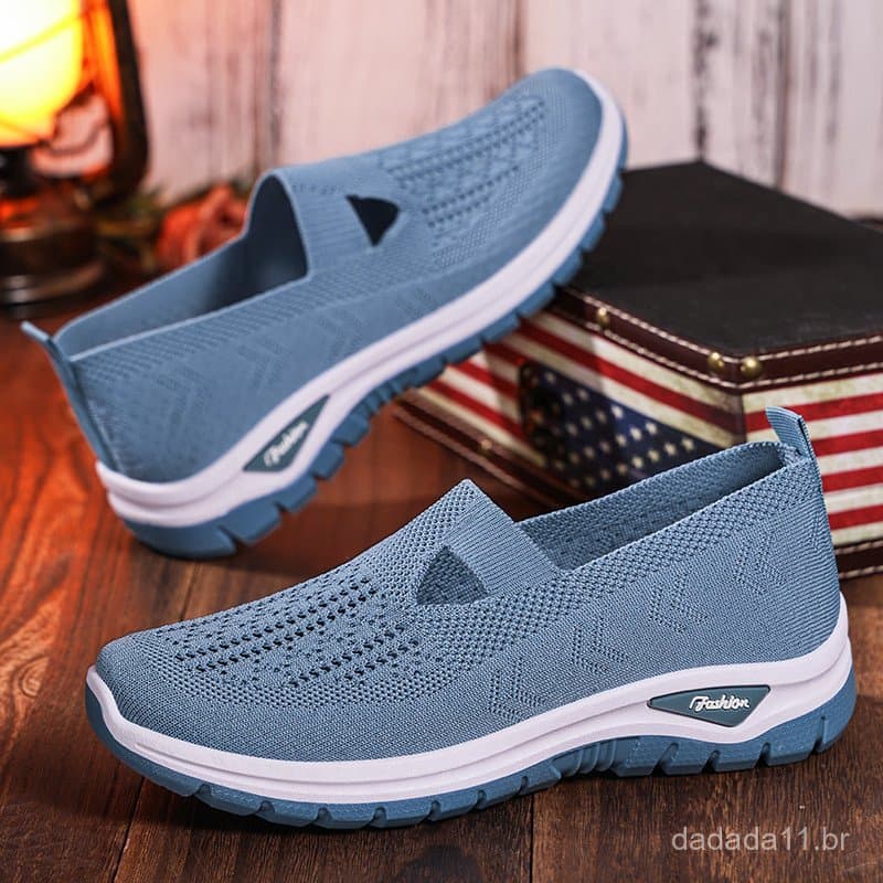 Sapatos femininos de verão com sola respirável e confortável para mães de meia-idade e idosas, sola macia, calçados que 