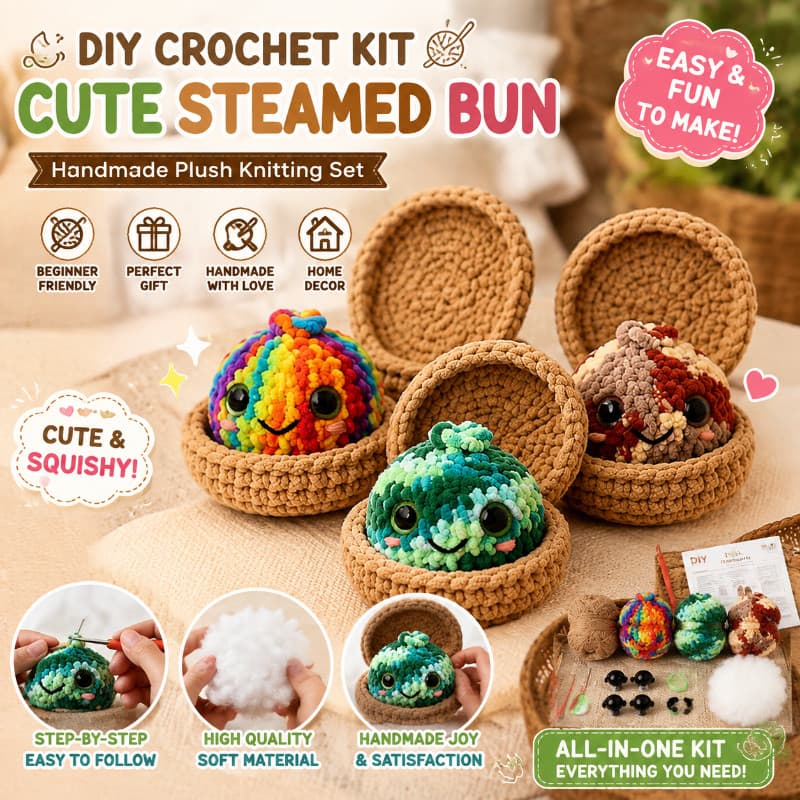 Kit DIY De Amigurumi Para Pão Cozido No Vapor-Conjunto De Crochê Adequado Iniciantes Brinquedos De Pelúcia Feitos À Mão 