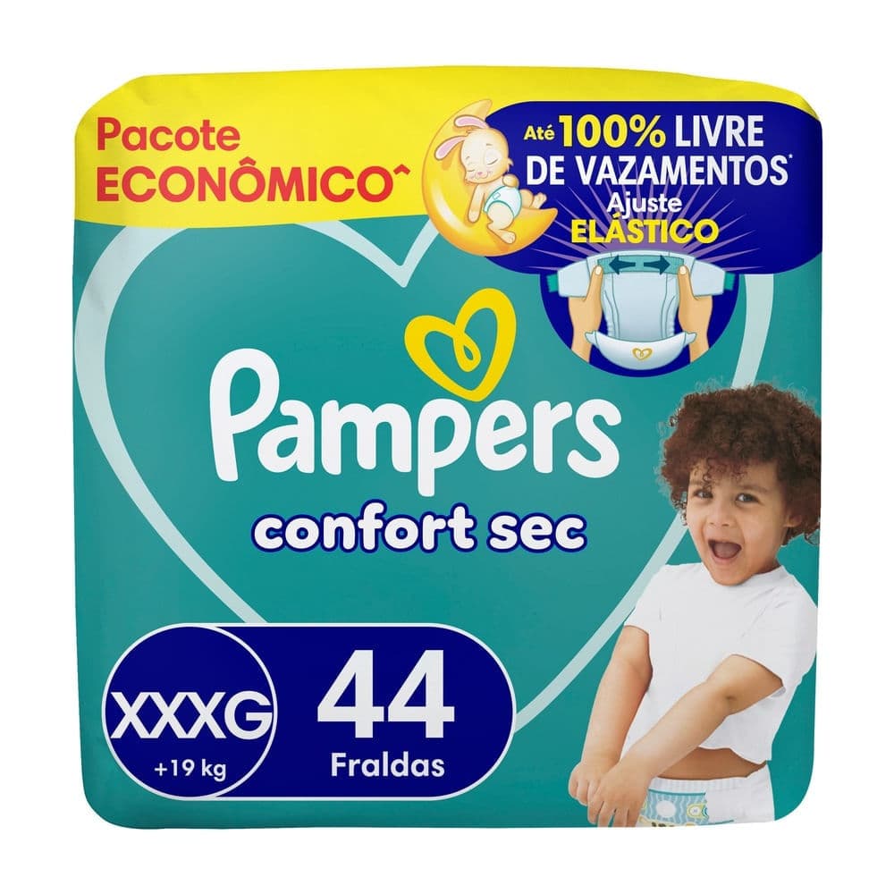 Fralda Pampers Confort Sec Tamanho XXXG 44 Unidades Descartáveis