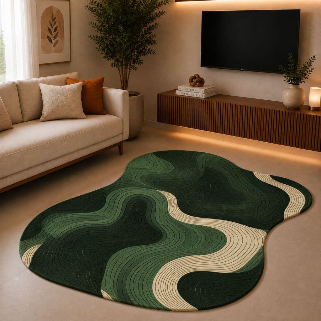 Tapete Orgânico Decorativo 117x67cm Antiderrapante para Sala e Quarto 036