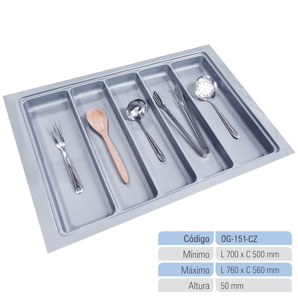 Organizador Multiuso Cinza para Talheres Cozinha Sempre Arrumada OG-151