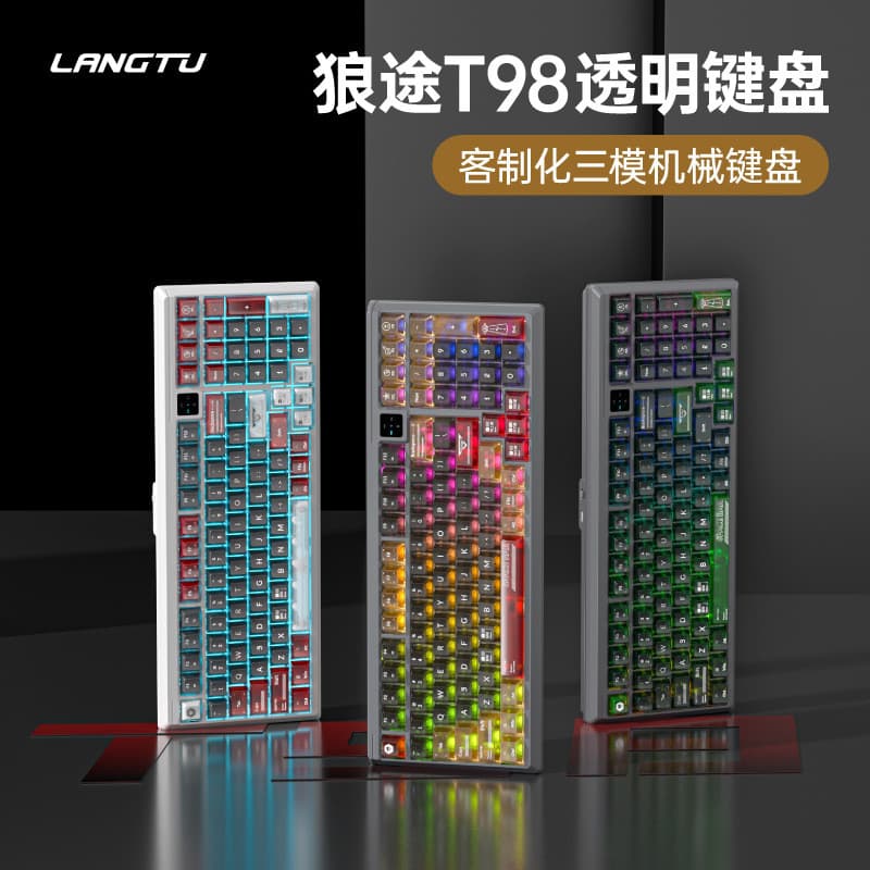 2026 novo estilo lobo T98 teclado mecânico de três modos personalizado Hot Swap jogo de jogos teclado de computador de e