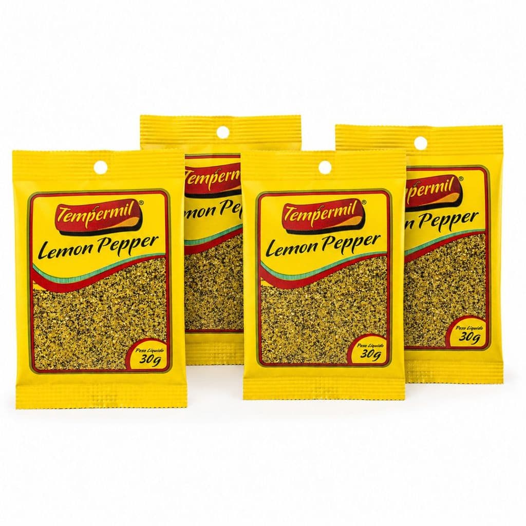 Kit 4 Temperos Lemon Pepper 30g Tempermil para Frango Carne Peixe Legumes e Saladas