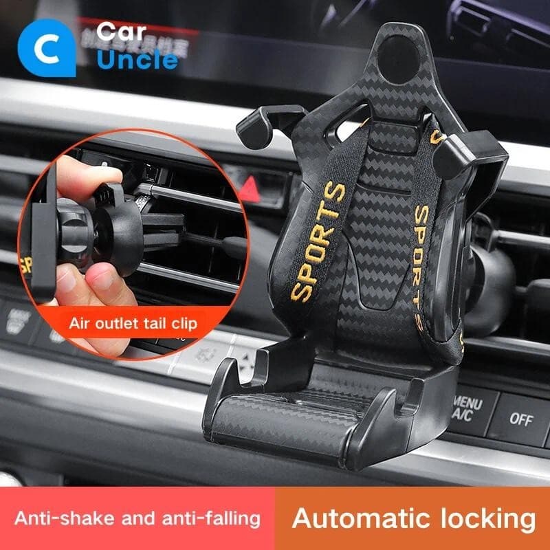 Suporte De Telefone Para Carro Em Formato De Assento De Corrida , Ventilação De Ar Automática , Clipe Celular , rack Gir