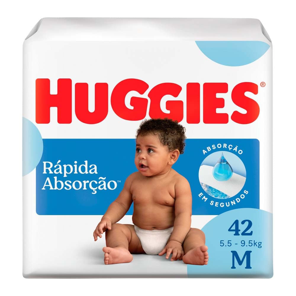 Fralda Huggies Rápida Absorção Tamanho M Pacote Mega 42 Unidades Descartáveis