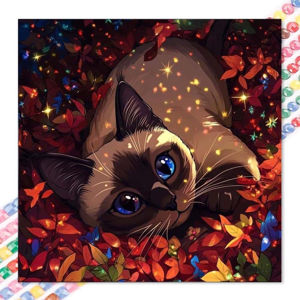 5D diy diamante completo redondo pintura diamante-Kit de pintura diamante bonito gato mosaico lona diy arte da parede, d