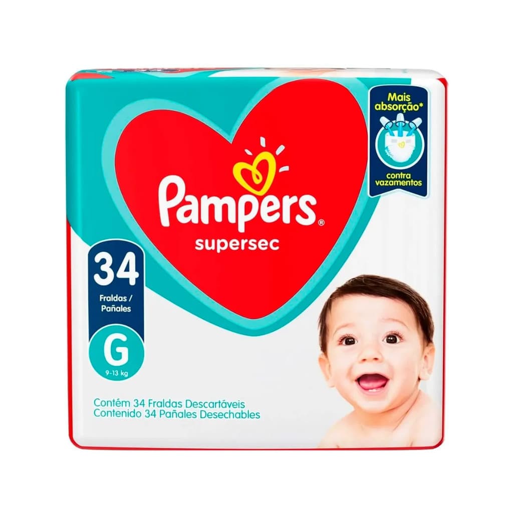 FRALDA PAMPERS SUPERSEC G 34 FRALDAS