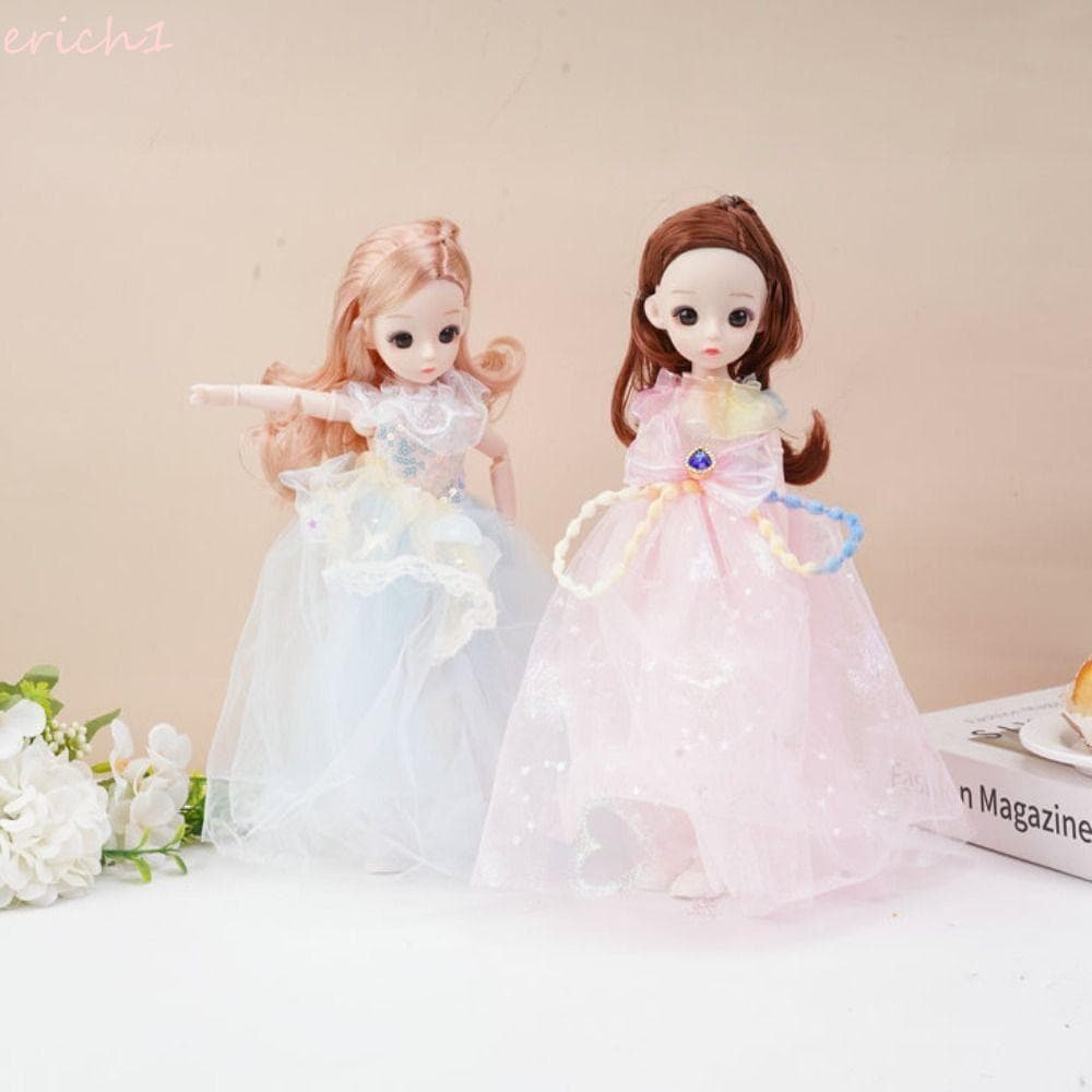 ERICH1 Princesa Vestir Bonecas Bjd , Cabelo Longo Bola Articulada 30cm Boneca Com Roupas , Olhos Atraentes