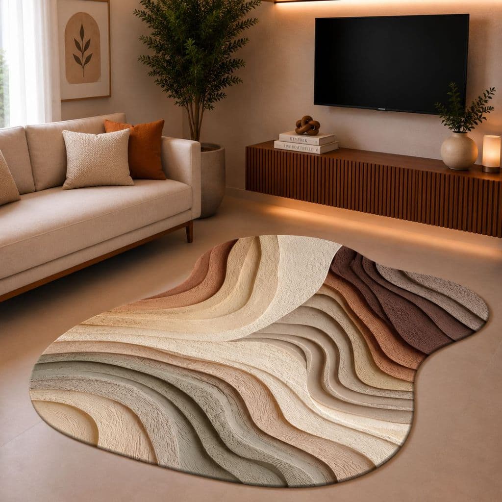 Tapete Orgânico Decorativo 117x67cm Antiderrapante para Sala e Quarto 069