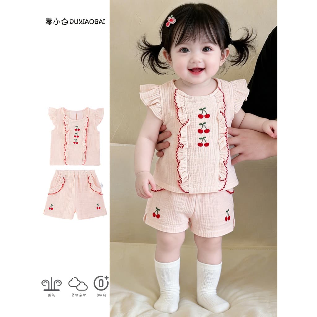 Meninas terno roupas de verão 2026 novo estilo moda roupas de bebê menina colete Shorts roupas de verão de duas peças